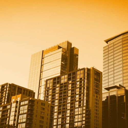 City scape in sepia orange tone