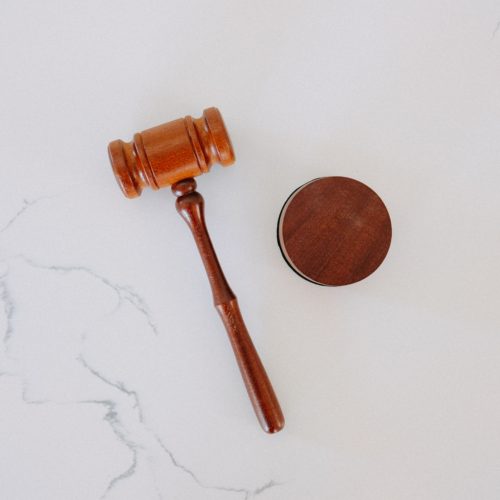 Wooden gavel on marbel background