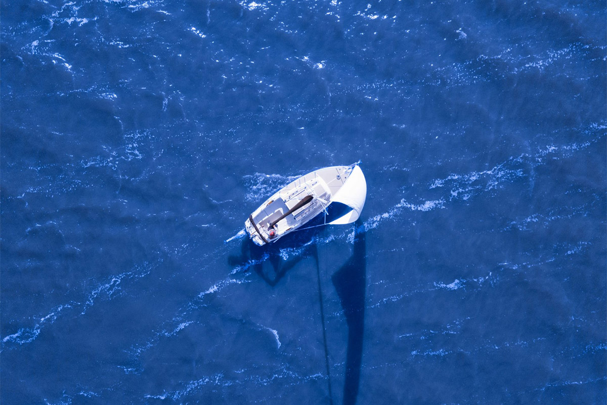 Overhead Shot Of Sailboat